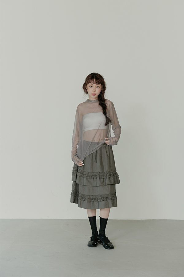 MOSDRESS 荷葉邊黑色長襪 黑色長襪搭荷葉裙