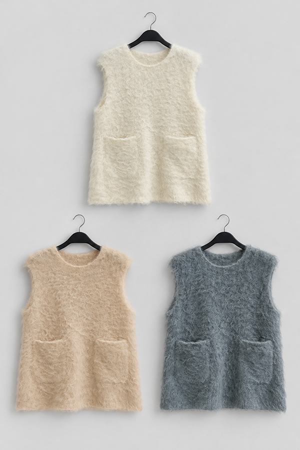 MOSDRESS 毛絨長版背心 三色背心平拍
