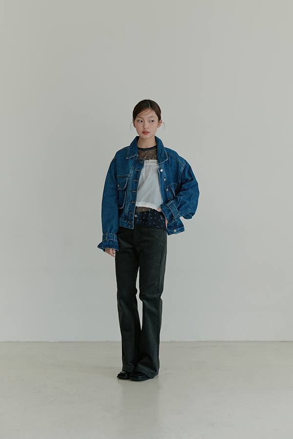 MOSDRESS 大口袋原色牛仔外套 牛仔藍 原色丹寧正面版型