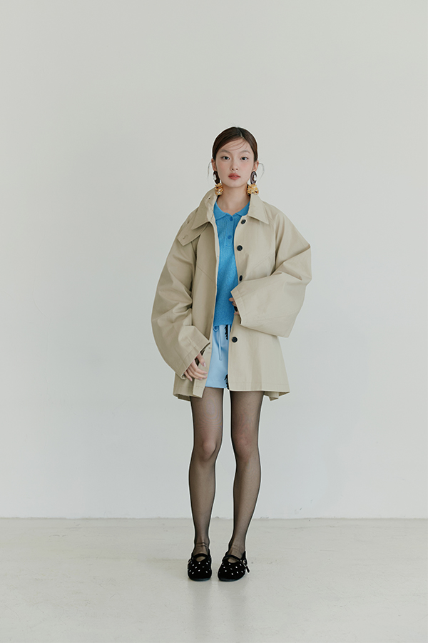 MOSDRESS 琥珀色串珠珍珠耳針 琥珀色 耳針搭配風衣造型