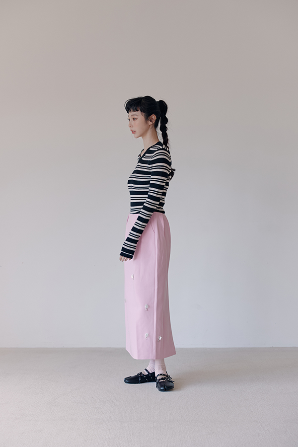 MOSDRESS 20%羊毛條紋V領針織上衣 4色 四色 四色條紋針織平拍