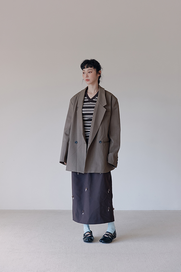 MOSDRESS 復古寬肩雙釦西裝外套 寬肩西裝正面穿搭