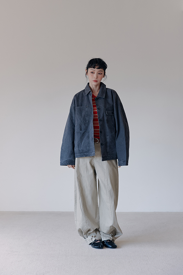 MOSDRESS 復古水洗口袋工裝外套 2色 黑色 黑色外套背面輪廓
