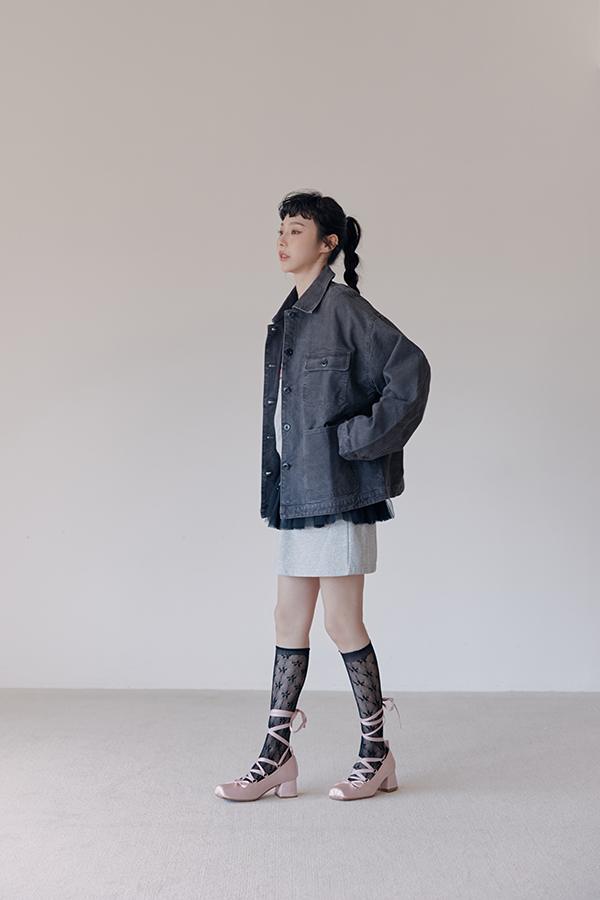MOSDRESS 復古水洗口袋工裝外套 2色 黑色 黑色外套正面口袋