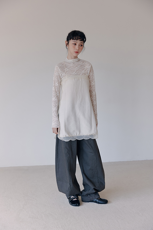 MOSDRESS 街頭感造型廓形褲(附皮帶) 2色 咖啡 蕾絲上衣搭寬褲