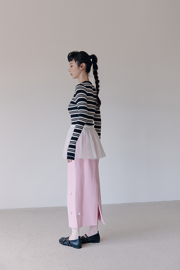 MOSDRESS 澎澎多層網紗裙簾 2色 白色 白色裙簾側面輪廓