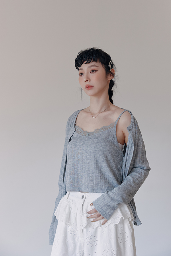 MOSDRESS 銀色水滴造型細項鍊 蕾絲背心搭項鍊