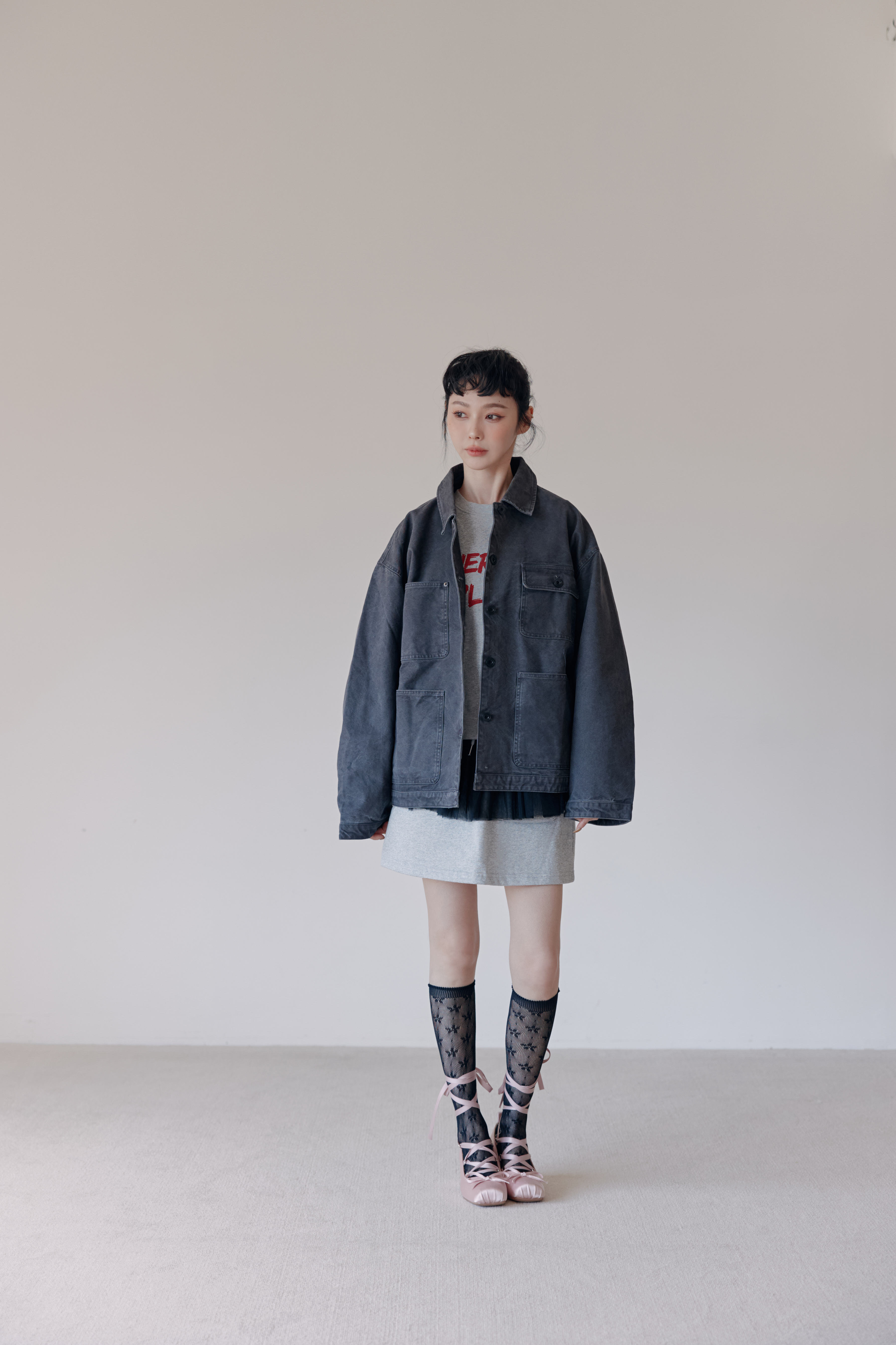 MOSDRESS 美式復古棉質短裙 外套搭棉質短裙全貌