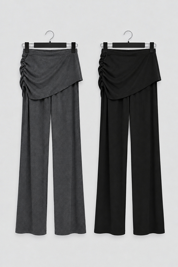 MOSDRESS 休閒莫代爾假兩件棉褲 2色 兩色 兩色假兩件棉褲平拍